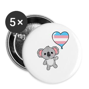 Koala Heart Balloon Trans Pride - Buttons large 2.2'' (5-pack) - white