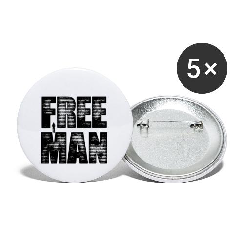 FREE MAN - Black Graphic - Buttons large 2.2'' (5-pack)