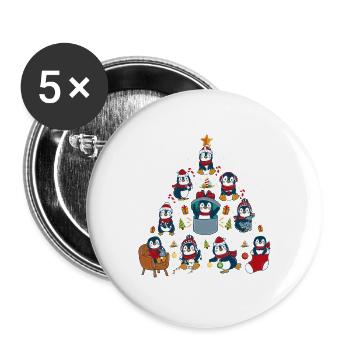 Merry Xmas Chistmas Season Penguin Christmas Tree - Buttons large 2.2'' (5-pack) - white