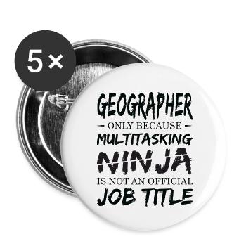 Ninja Geographer - Buttons large 2.2'' (5-pack) - white