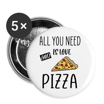 Pizza love quote - Buttons large 2.2'' (5-pack) - white