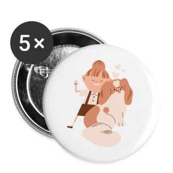 Cute Dog - Buttons large 2.2'' (5-pack) - white
