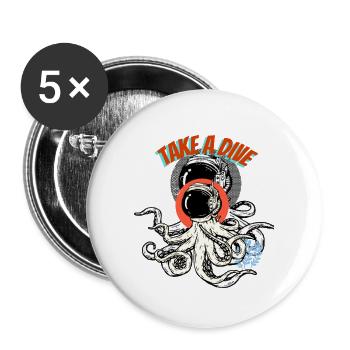 take a dive - Buttons large 2.2'' (5-pack) - white