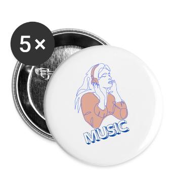 music - Buttons large 2.2'' (5-pack) - white