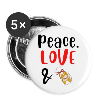 Peace Love and Bread - Buttons large 2.2'' (5-pack) - white