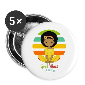Good Vibes Only Cute Girl Retro Vintage Design - Buttons large 2.2'' (5-pack) - white