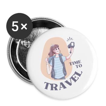 Travel | Travel is my therapy | Time to Travel - Buttons large 2.2'' (5-pack) - white