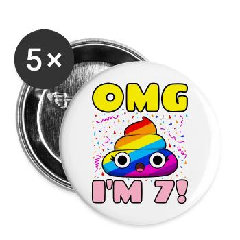 Kids Birthday 7th Birthday - Buttons large 2.2'' (5-pack) - white