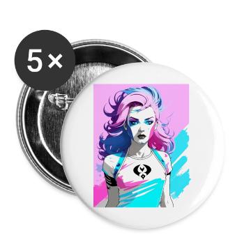 Trans Anime Girl - Buttons large 2.2'' (5-pack) - white