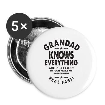 Grandad Knows Everything - Dad & Grandpa - Buttons large 2.2'' (5-pack) - white