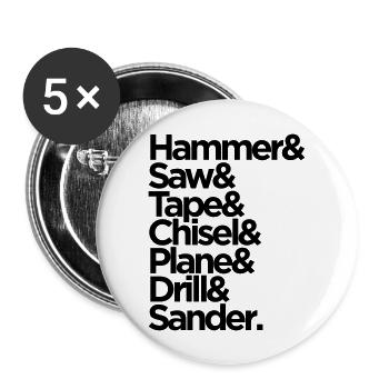 Funny Carpenter Tools - Buttons large 2.2'' (5-pack) - white