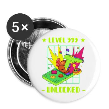 Level 999 Unlocked Design - Buttons large 2.2'' (5-pack) - white