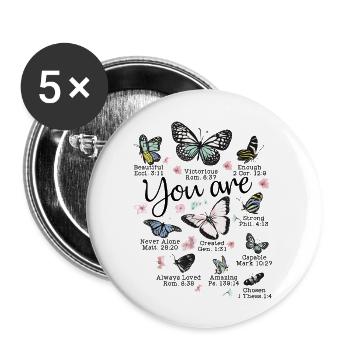 Beautiful Butterfly Bible Verse Religious - Buttons large 2.2'' (5-pack) - white