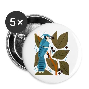 Blue Jay And Berries - Buttons large 2.2'' (5-pack) - white