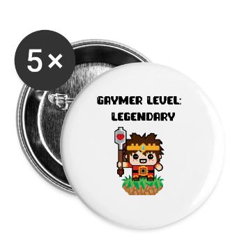Gaymer Level Legendary - Buttons large 2.2'' (5-pack) - white