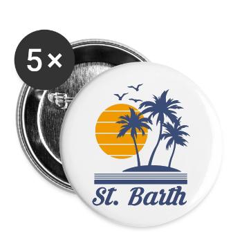 St Barth Barthelemy Barts Caribbean Island Beach - Buttons large 2.2'' (5-pack) - white