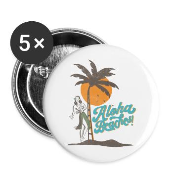Aloha Beaches Hula Girl Hawaii Retro Funny - Buttons large 2.2'' (5-pack) - white
