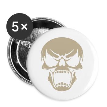 Alien Skull Head - Buttons large 2.2'' (5-pack) - white