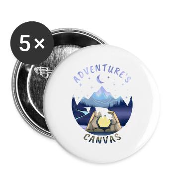 Adventure's Canvas Camping Tent Mountain Cut Out - Buttons large 2.2'' (5-pack) - white