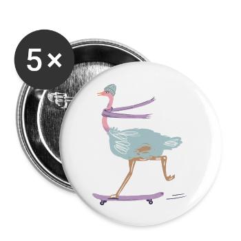 Ostrich Skater - Buttons large 2.2'' (5-pack) - white