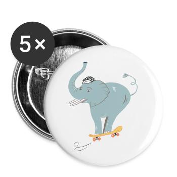 Elephant Skater - Buttons large 2.2'' (5-pack) - white