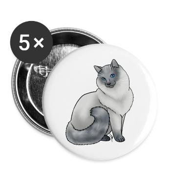 Cat Balinese Blue - Buttons large 2.2'' (5-pack) - white