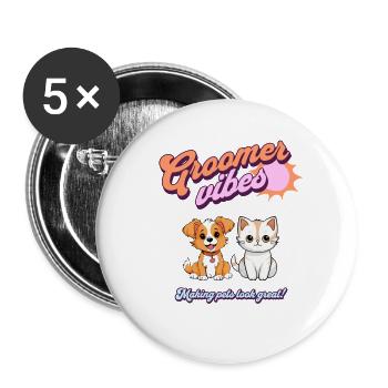 Groomer vibes- making pets look great-groomer retr - Buttons large 2.2'' (5-pack) - white