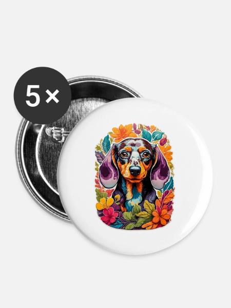 Dachshund face 2 - Buttons large 2.2'' (5-pack) - white