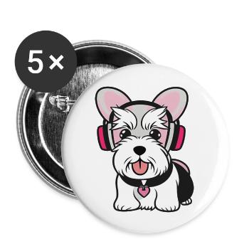 Schnauzer Music - Buttons large 2.2'' (5-pack) - white
