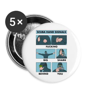 Scuba Hand Signals Design for a Scuba Diver - Buttons large 2.2'' (5-pack) - white