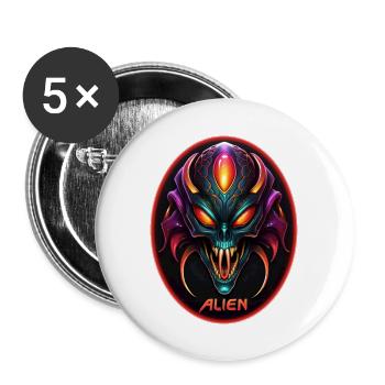Alien face - Buttons large 2.2'' (5-pack) - white