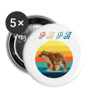 Papa Bear - Buttons large 2.2'' (5-pack) - white