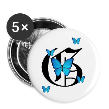 Letter G with butterflies - Buttons large 2.2'' (5-pack) - white