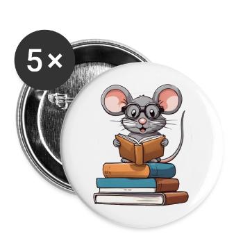 Cute mouse reading on books - Buttons large 2.2'' (5-pack) - white