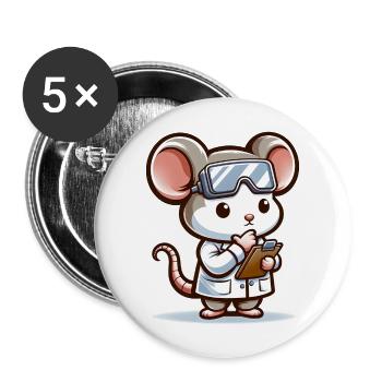 Cute Mouse Scientist - Buttons large 2.2'' (5-pack) - white