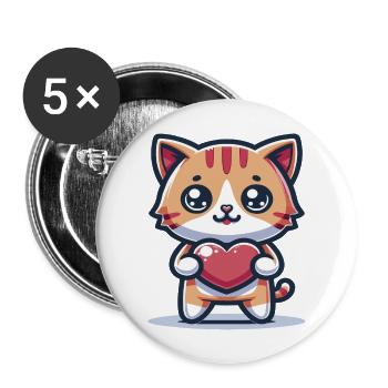 Cute Kitten heart I love you & happy valentine day - Buttons large 2.2'' (5-pack) - white