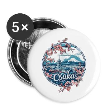 Osaka Japan Culinary Tourist Souvenir - Buttons large 2.2'' (5-pack) - white
