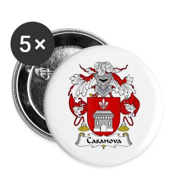 Casanova Coat Arms Family Crest - Buttons large 2.2'' (5-pack) - white