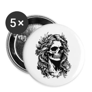 Dark Art Skull Angel Face with Wings Horror Grunge - Buttons large 2.2'' (5-pack) - white