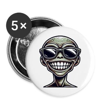 Cool alien portrait with sunglasses - Buttons large 2.2'' (5-pack) - white