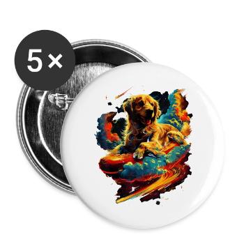 Galaxy Dog Riding Hot - Buttons large 2.2'' (5-pack) - white