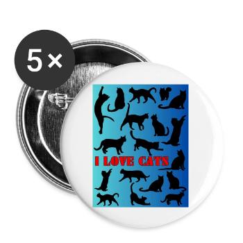 Cat figures in black and blue - Buttons large 2.2'' (5-pack) - white