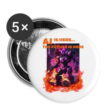 Futuristic robot design - Buttons large 2.2'' (5-pack) - white