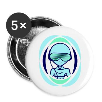 Cool DJ Alien Extraterrestrial Music Club Party - Buttons large 2.2'' (5-pack) - white