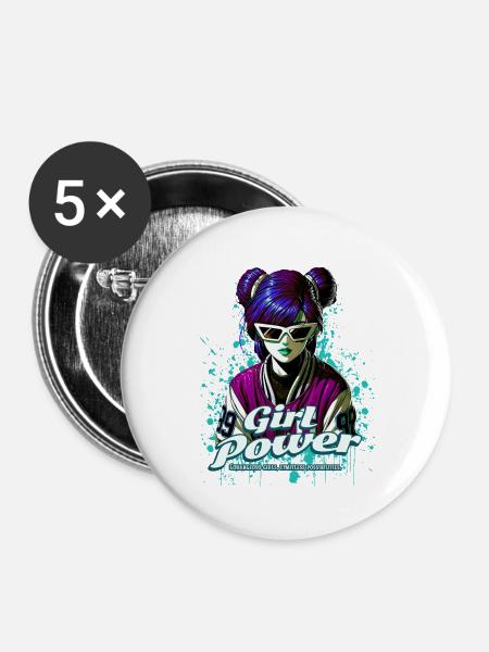All About Girl Power - Buttons large 2.2'' (5-pack) - white