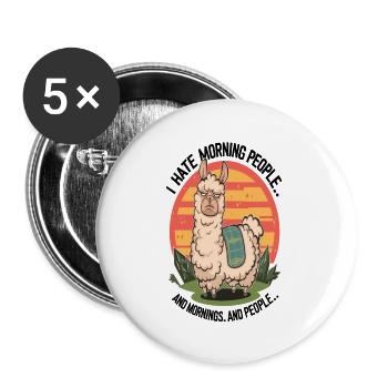 I hate morning people grouch llama - Buttons large 2.2'' (5-pack) - white