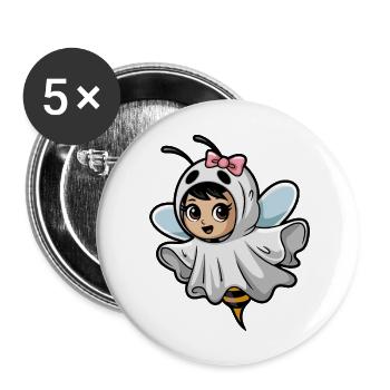 Cute Girl Bee Ghost Wearing Pink Bow - Buttons large 2.2'' (5-pack) - white