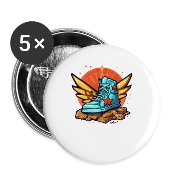 Sneaker Heaven with Wings - Buttons large 2.2'' (5-pack) - white