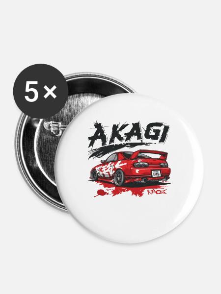 Akagi Racing JDM Drift Car Design - Buttons large 2.2'' (5-pack) - white