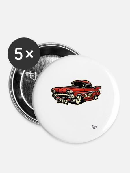 Classic Cholo Lowrider Car - Buttons large 2.2'' (5-pack) - white